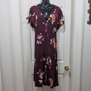 Torrid Burgundy Floral Shirt Dress